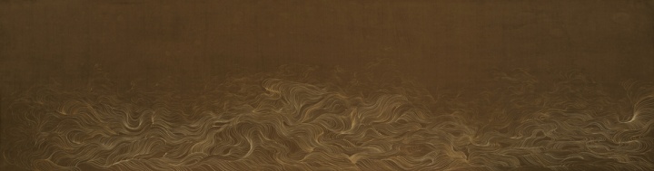 《持颐系列》140x40cm 绢本木板 2014
《持颐系列》140x40cm 绢本木板 2014