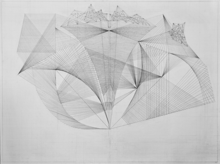 《穹顶-5》160x120cm 木板尼龙线 2012
《穹顶-5》160x120cm 木板尼龙线 2012