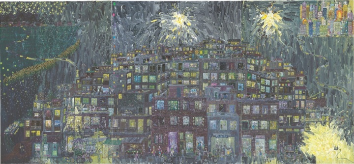 《灵与肉—三重奏》 190×410cm (不规则三联画)布面油彩 2011年
《灵与肉—三重奏》 190×410cm (不规则三联画)布面油彩 2011年