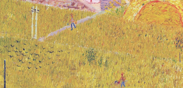 《麦田守望者》(局部),太阳从地里升起来,满地都是金灿灿丰收的麦田
《麦田守望者》(局部),太阳从地里升起来,满地都是金灿灿丰收的麦田