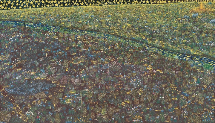 《旷野火堆》 220×385cm 布面油彩 2012年
《旷野火堆》 220×385cm 布面油彩 2012年
