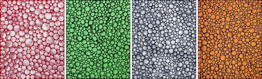 草间弥生《圆点的积累；绿之季节；圆点的积累；及夕照 》91x72.7cmx4 压克力画布  1999
