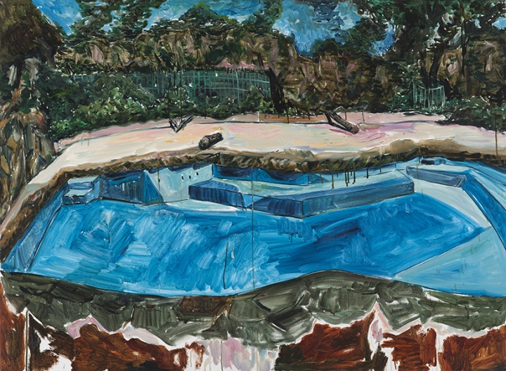 《动物园-泳池》布面油画 110×150cm 2013年
《动物园-泳池》布面油画 110×150cm 2013年