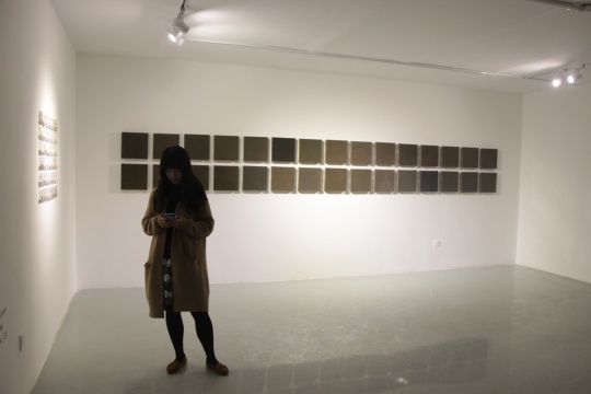 二层展厅 每一个城市的灰尘被制作成一块30x30cm大小的镜面作品
二层展厅 每一个城市的灰尘被制作成一块30x30cm大小的镜面作品