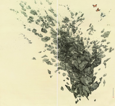 《蝴蝶惊梦》 170cm×92cm×2 2010年
《蝴蝶惊梦》 170cm×92cm×2 2010年