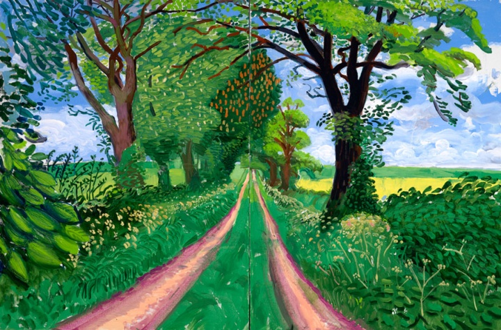 《Late Spring Tunnel》, 121.9×182.8cm，布面油画，2006年五月，© David Hockney
