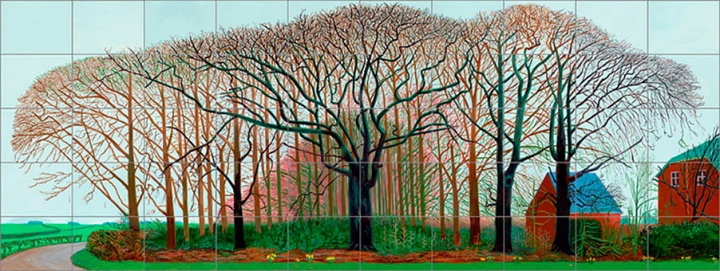《Bigger Trees Near Warter》, 457.2×1219.2cm，布面油画（50张），2007年，©David Hockney

