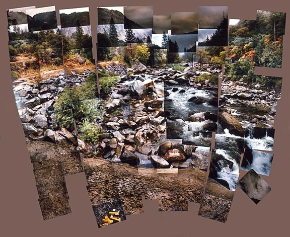 《Merced River,Yosemite Valley》 ,132×154.9cm,摄影拼贴,1982年9月,© David Hockney
《Merced River,Yosemite Valley》 ,132×154.9cm,摄影拼贴,1982年9月,© David Hockney