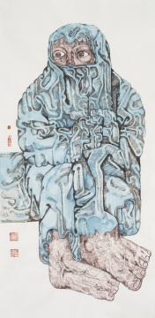 陈子丰 《就在这里》 138×68cm 纸本设色 2014 陈子丰 《就在这里》 138×68cm 纸本设色 2014