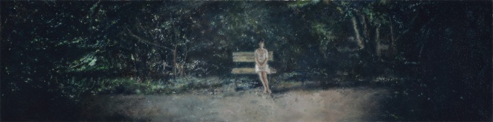 绿光之一，布面油画，25X100，2014 
