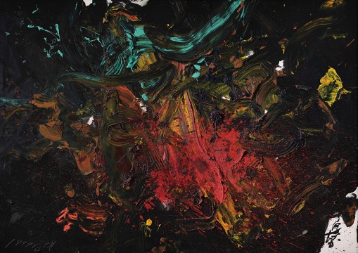 Lot 157 白发一雄《秘火》185 x 262.5cm 油彩画布 1999 估价:1500-2500万港元
Lot 157 白发一雄《秘火》185 x 262.5cm 油彩画布 1999 估价:1500-2500万港元