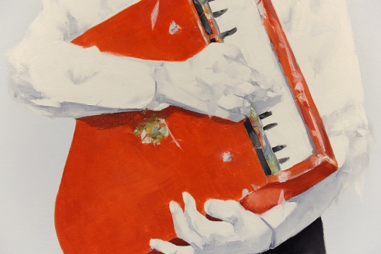 韩羽良《我的小红琴》局部 125×100cm 布面油画 2014 b.1983 毕业于北京青年政治学院油画系
韩羽良《我的小红琴》局部 125×100cm 布面油画 2014 b.1983 毕业于北京青年政治学院油画系