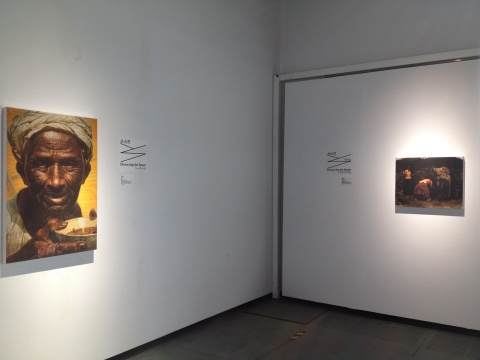 “画击图”章节中展出罗中立和陈丹青的印刷文献 “画击图”章节中展出罗中立和陈丹青的印刷文献