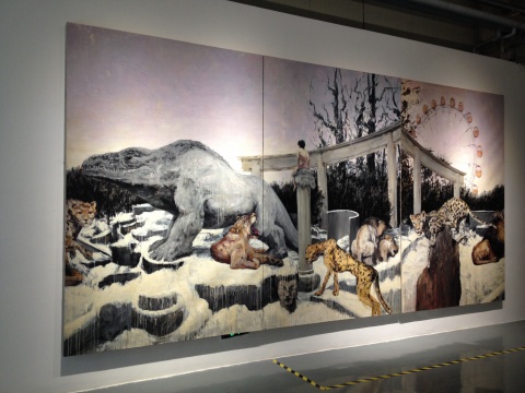 “流成河”章节中的蒋华君作品《世纪公园》 300×600cm 布面油画 2009