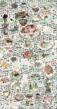 李津 《美食大餐》 180 × 97cm 设色水墨   成交价：149.5万元   北京匡时2014秋拍
