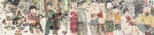 李津 《五色谱图》 53 × 235cm 设色纸本 成交价:145万元 中国 嘉德香港2014春拍
李津 《五色谱图》 53 × 235cm 设色纸本 成交价:145万元 中国 嘉德香港2014春拍