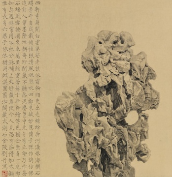 刘丹 《翦淞阁藏太湖石》 68x68cm 纸本设色  2014 
