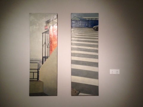 许琦 《阳台》、《斑马线》 50×150cm×2 布面油画 2008、2007

