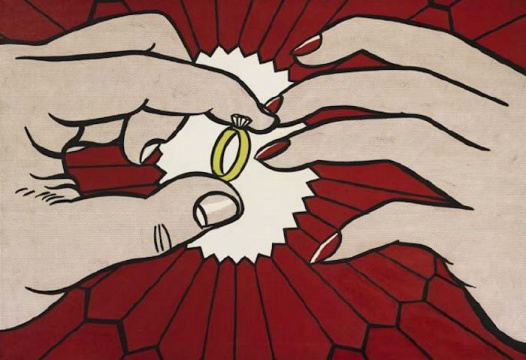 罗伊•利希滕斯坦于1962年创作的波普绘画《The Ring（Engagement）》
