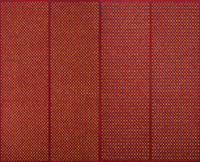 《十示97-34-37》260×80cm×4 成品布上丙烯 1997
《十示97-34-37》260×80cm×4 成品布上丙烯 1997