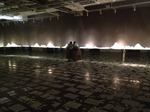 《小心触摸》 50×650×102cm 玻璃钢、白色骨质瓷、镜面 2011
《小心触摸》 50×650×102cm 玻璃钢、白色骨质瓷、镜面 2011