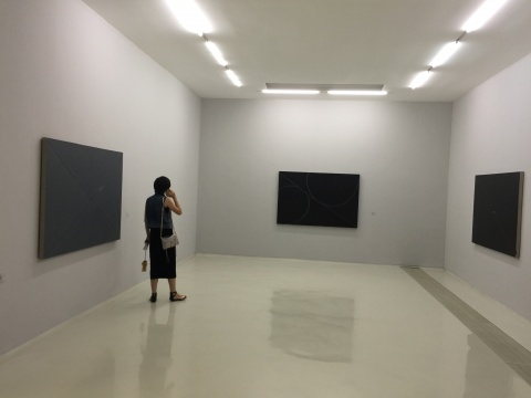 展览现场,极简的画廊空间与抽象作品相得益彰
展览现场,极简的画廊空间与抽象作品相得益彰