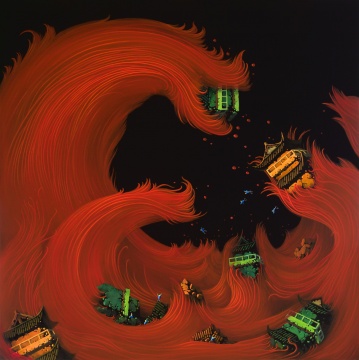 《红潮》120×120cm 布面丙烯 2013年
《红潮》120×120cm 布面丙烯 2013年