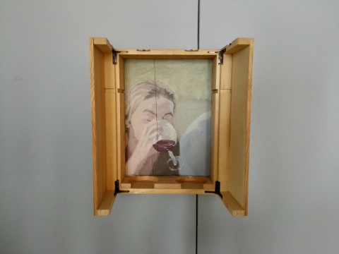 《酒杯》 33×24×11cm 木盒油画 2011
