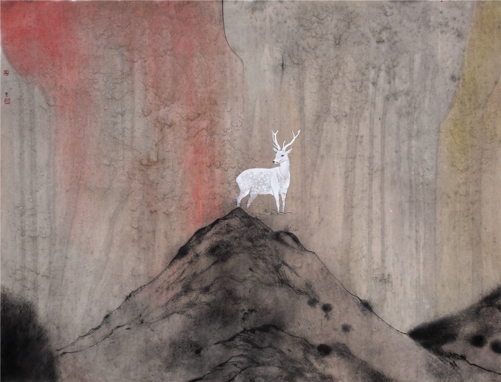 《白圣诞》 70×93cm 纸本设色 2015
《白圣诞》 70×93cm 纸本设色 2015
