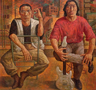 Lot448邓箭今《都市民谣》160×170cm 布面油彩 1994年 估价：80-120万
