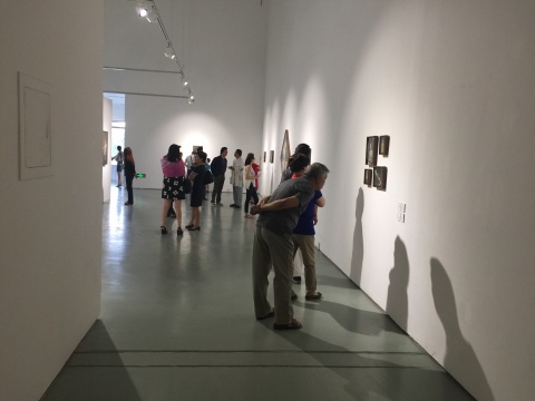 展览现场仔细观察作品的观众
展览现场仔细观察作品的观众