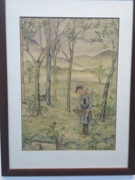 庞薰琹 《树林中的农妇》 54×39.5cm 纸本水彩
