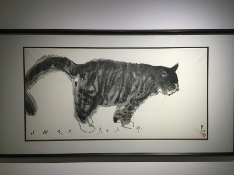 贾平西 《小猫是大虎的老师》 70×138cm 纸本水墨
