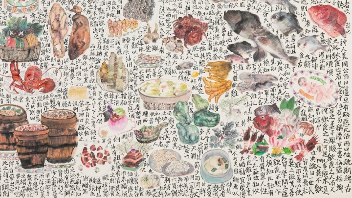 《颂歌》（局部） 400×250cm 纸本设色 2015
