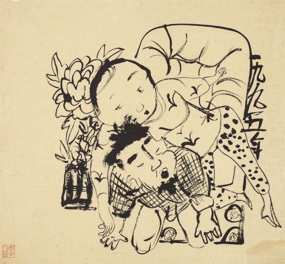 《家暴》42×45cm 纸本水墨 1995
