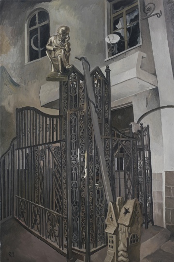 宋元元 《公寓大门》 300×200cm 布面油画 2015
宋元元 《公寓大门》 300×200cm 布面油画 2015