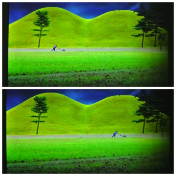 《除草的男人》110×200cm 影像装置 2015
《除草的男人》110×200cm 影像装置 2015
