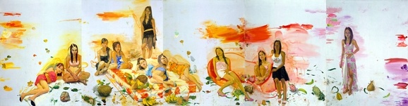《温床之二》(五联画)260x1000cm 布面油画 2006
《温床之二》(五联画)260x1000cm 布面油画 2006