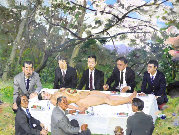 《樱花树下》195x260cm 布面油画 2007
