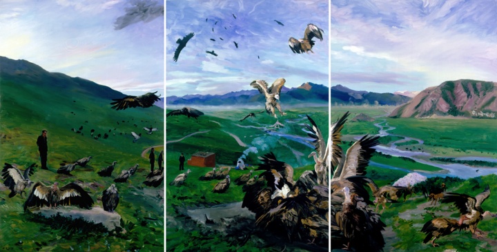 《天葬》300x600cm 布面油画 2007
《天葬》300x600cm 布面油画 2007