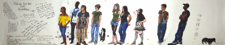 《何处搜山图》150x750cm 纸上丙烯 2008
《何处搜山图》150x750cm 纸上丙烯 2008