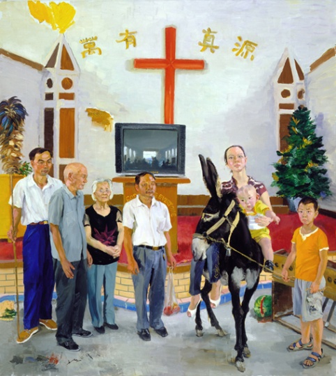《张氏一家》290x260cm布面油画 2009
《张氏一家》290x260cm布面油画 2009