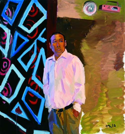 《郭强在自己开的KTV里》150x140cm 布面油画 2010
《郭强在自己开的KTV里》150x140cm 布面油画 2010