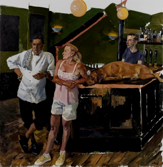 《绿饭馆》 220x225cm 布面油画 2013
《绿饭馆》 220x225cm 布面油画 2013