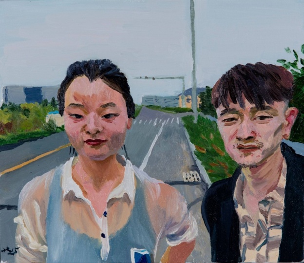 《小军和秀灵》35 x 40 cm 布面油画 2015
《小军和秀灵》35 x 40 cm 布面油画 2015