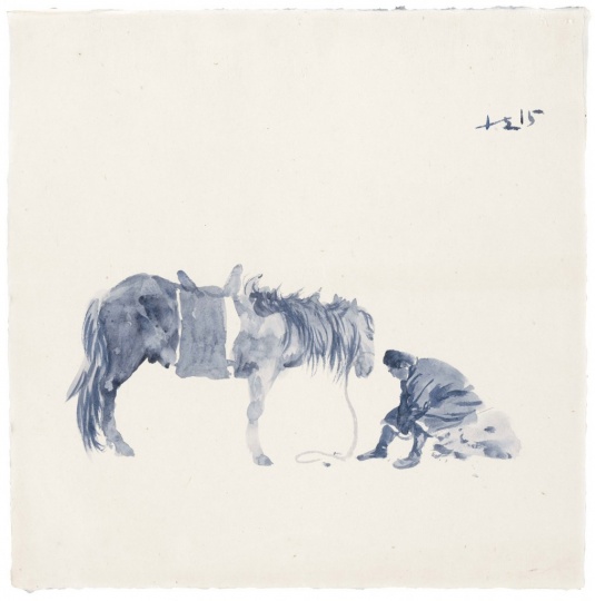 《蓝色 9》 50 x 50 cm 纸上丙烯 2015
《蓝色 9》 50 x 50 cm 纸上丙烯 2015