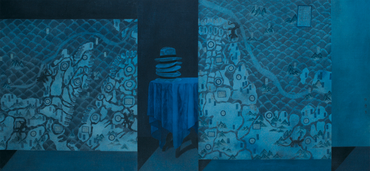 《壁虎之城》  66×145cm  纸本  1998
