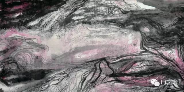 沈爱其 《慢行足迹》168×361cm 水墨设色纸本 2012
