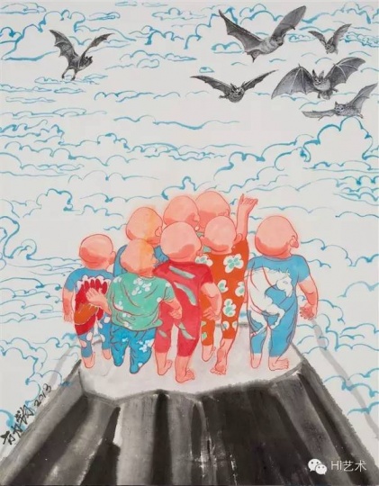 方力钧 《2013》 44.5×35cm 纸本水墨 2013
方力钧 《2013》 44.5×35cm 纸本水墨 2013