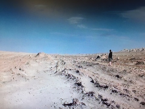 创作《何时离去》的影像资料，骆丹在西北荒漠
